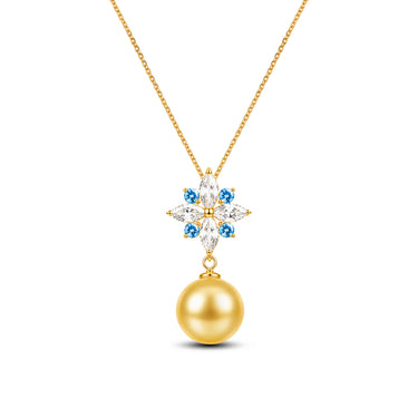 01-028-YG Golden South Sea Pearl & Diamond Aureflor Pendant