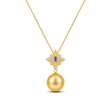 01-029-YG Golden South Sea Pearl & Diamond Altaira Pendant