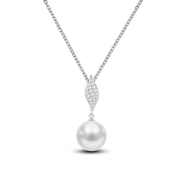 01-035-WG White South Sea Pearl | Serene Leaf Pendant