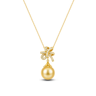 01-037-YG Golden South Sea Pearl | Celeste Knot Pendant