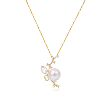 01-040-YG White Freshwater Pearl | Fleur d’Hiver Pendant