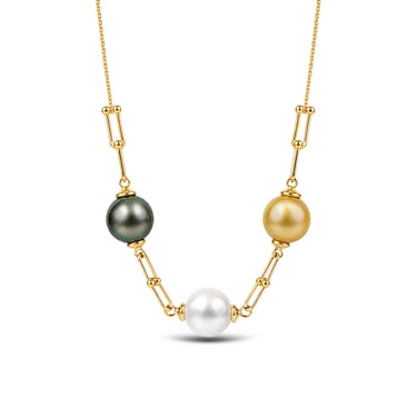 11-12mm Tahitian White and Golden South Sea trio pearl pendant