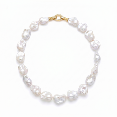 12.0-15.0mm White Baroque Freshwater Pearl Necklace
