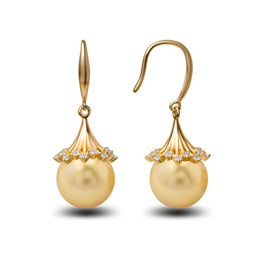 12mm Golden South Sea Pearl Solaria Earrings