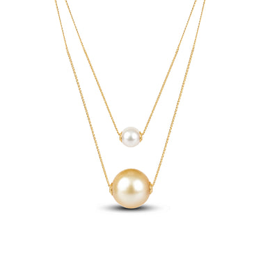 5-6mm Akoya and 10-11mm Golden South Sea pearl dual pendant
