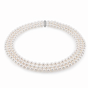 6.5-7mm triple strand white freshwater pearl necklace