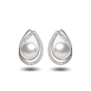 8-8.5mm silver Akoya pearl Avelune earrings
