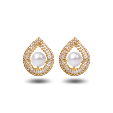 9-10mm white freshwater pearl Veléa earrings