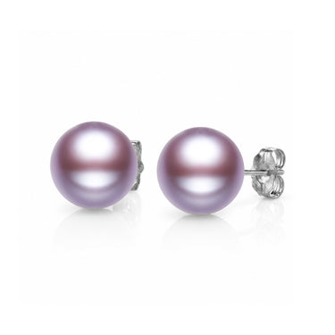 Lavender Freshwater Pearl Stud Earrings with white gold backing