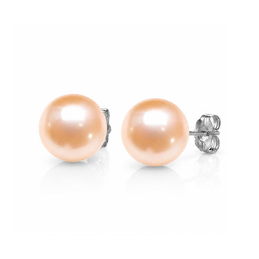 Peach Freshwater Pearl Stud Earrings with silver backing