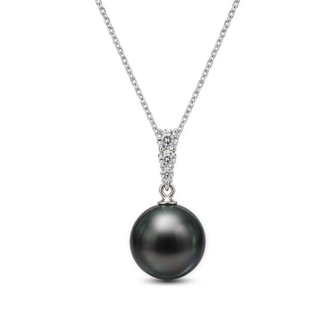 Tahitian Pearl & Diamond Bar Drop Pendant