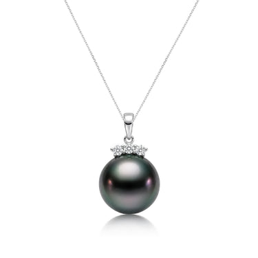 Tahitian Pearl & Diamond Vespera Pendant in 18K White Gold