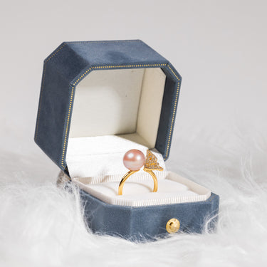 Peach Freshwater Pearl & Diamond Marivelle Ring - DE BLANCAS