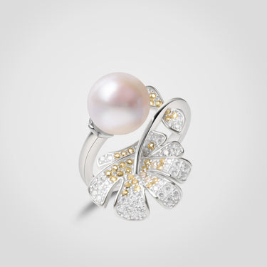 White Freshwater Pearl | Lumière Leaf Ring - DE BLANCAS