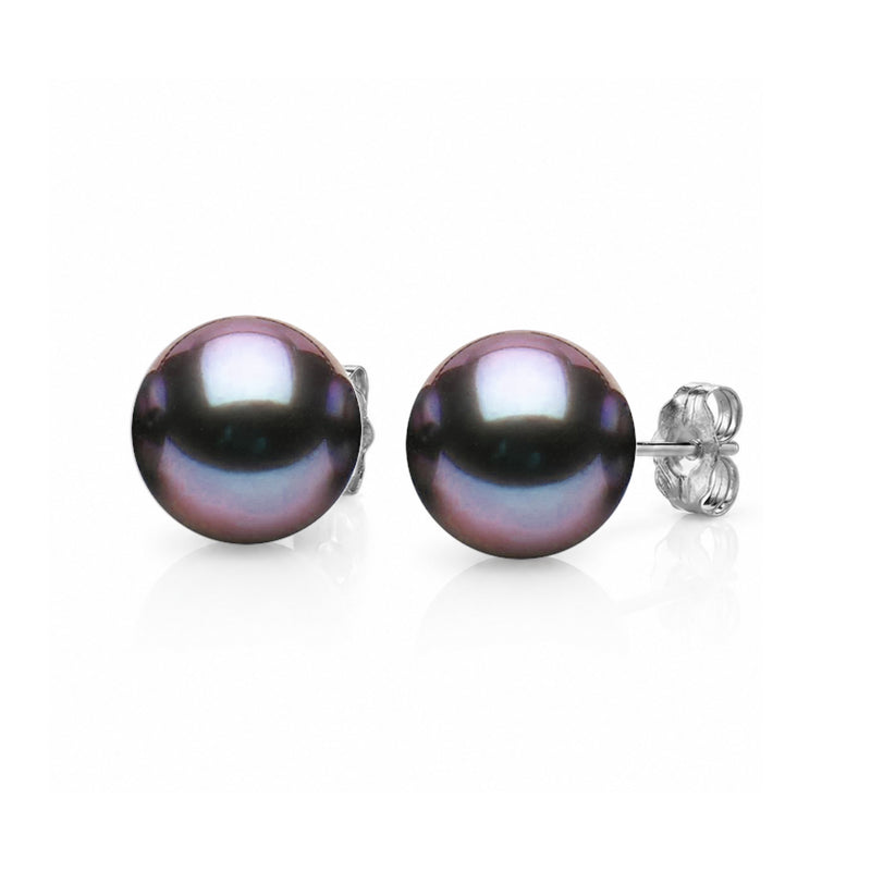 Eggplant Purple Tahitian Pearl Stud Earrings