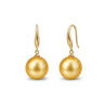 Golden South Sea Pearl Fish Hook Earrings in 18K Gold