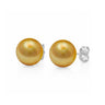 10-11mm deep golden South Sea pearl earrings with white gold