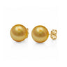 10-11mm deep golden South Sea pearl earrings with yellow gold