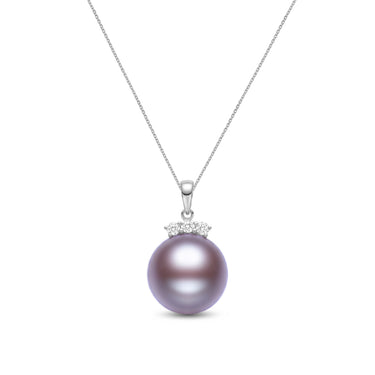 10mm Lavender Freshwater Pearl & Diamond Vespera Pendant in 18K White Gold 