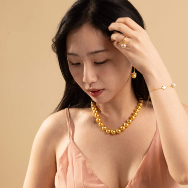11.0-13.0mm Golden South Sea Pearl Necklace - DE BLANCAS