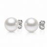11-12mm white South Sea round pearl stud earrings with white gold backing. 