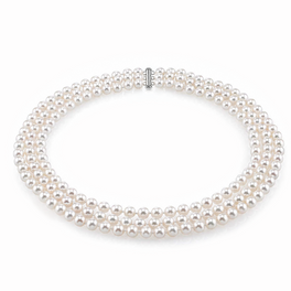 6-6.5mm Triple Strand White Akoya Pearl Necklace