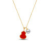 6-7mm silver Akoya pearl and red gourd pendant