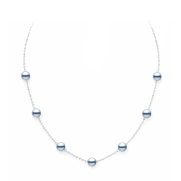 6.5-7mm Blue Japanese Akoya Pearl Tincup Necklace