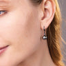 Close-up of Black Tahitian Pearl Zirconia Fish Hook Earrings