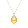 Golden South Sea Pearl & Diamond Aurestra Pendant in 18K Yellow Gold