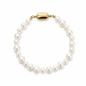 Mixed Size 6.0mm & 8.0mm White Freshwater Pearl Bracelet with Yellow Clasp