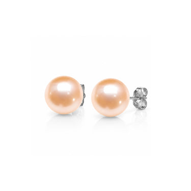 Peach Freshwater Pearl Stud Earrings with white gold backing