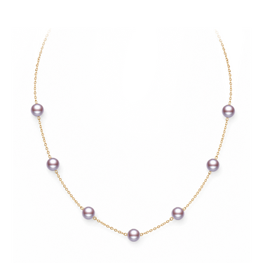 Purple Freshwater Pearl Tincup Necklace in yellow gold chain