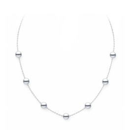 6.5-7mm Silver Japanese Akoya Pearl Tincup Necklace in 18K Gold