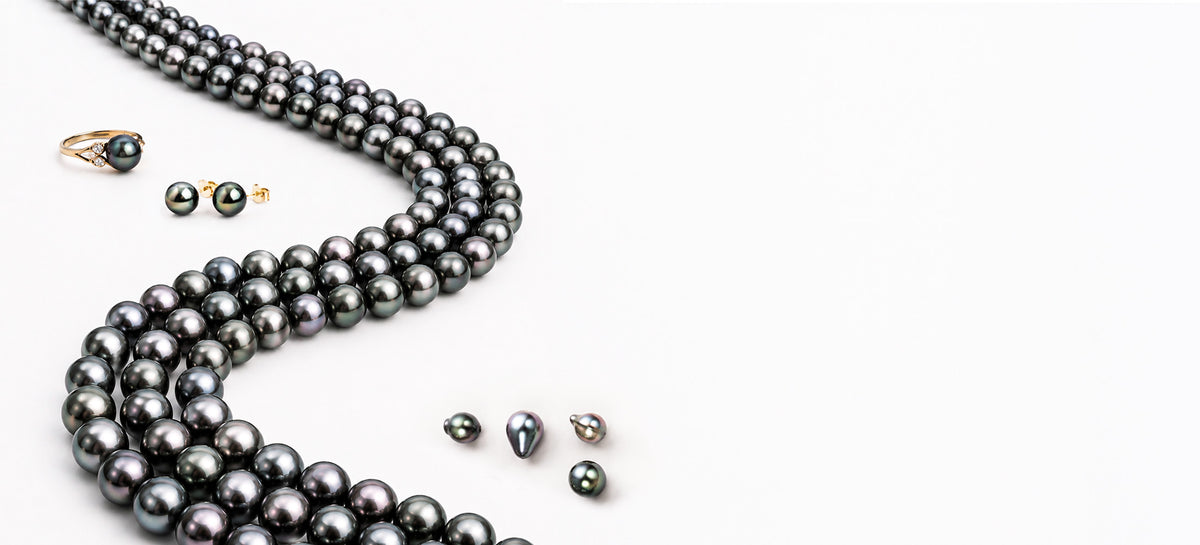 Naturally colored undyed black pearls