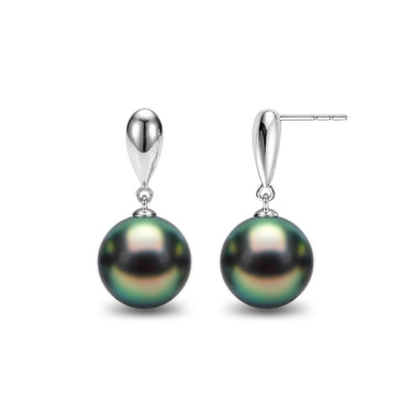Tahitian Pearl Drop Earrings in 18K White Gold