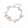 White Petal Baroque Freshwater Pearl Bracelet with Silver Beads
