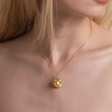 Golden South Sea Pearl | Solaris Halo Pendant - DE BLANCAS