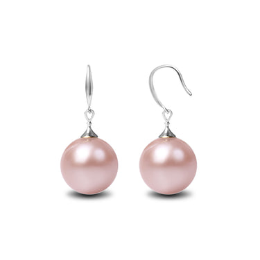 pink freshwater pearl earrings with 18K white gold hook