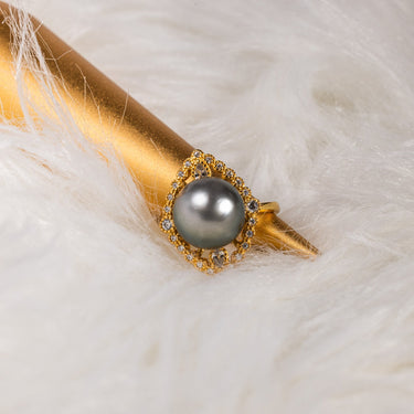 Tahitian Pearl & Diamond Noctavelle Ring - DE BLANCAS